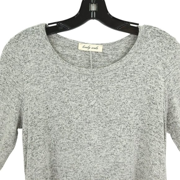Lovely Souls Gray Knit Tunic Top Womens Size S Round Neck Long Sleeve Pockets - Picture 3 of 11